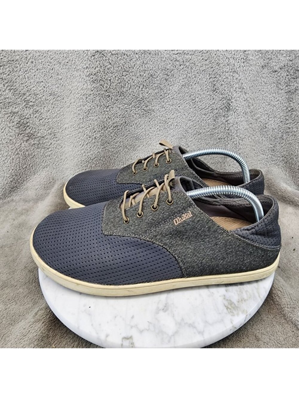 Olukai Shoes Mens Size 9.5 Nohea Moku Blue Textile Slip Ons *Read*